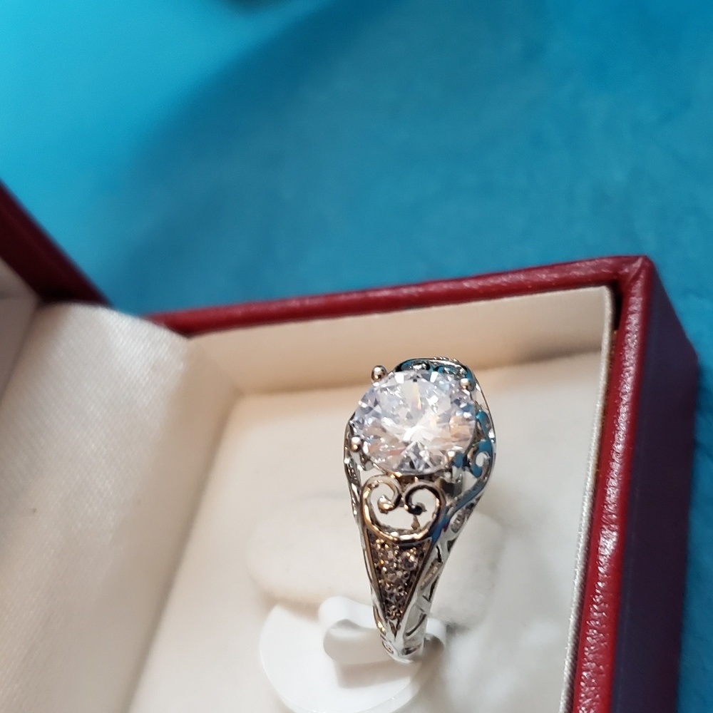 Silver Ring With Round Simulated Diamond - image 2